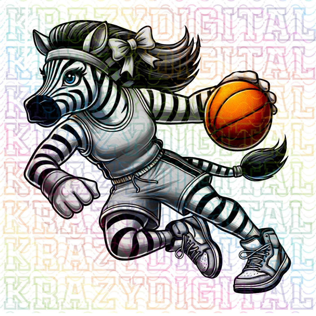 White Lady Zebra Basketball PNG, Silver Zebra Girl Mascot PNG, White ...