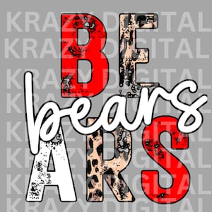 Bears Red Spirit-skjorta PNG, Bears Leopard-maskot PNG, Girly Sister Spirit digital fil, Bears Red Mom Bears Spirit, speldag