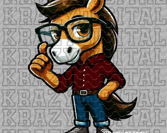 Mustang Back to School Scholastics, Maroon Bronco Academics Mascot PNG, Stallion Student Council Digital, Studious Horse Design, Smart Guy