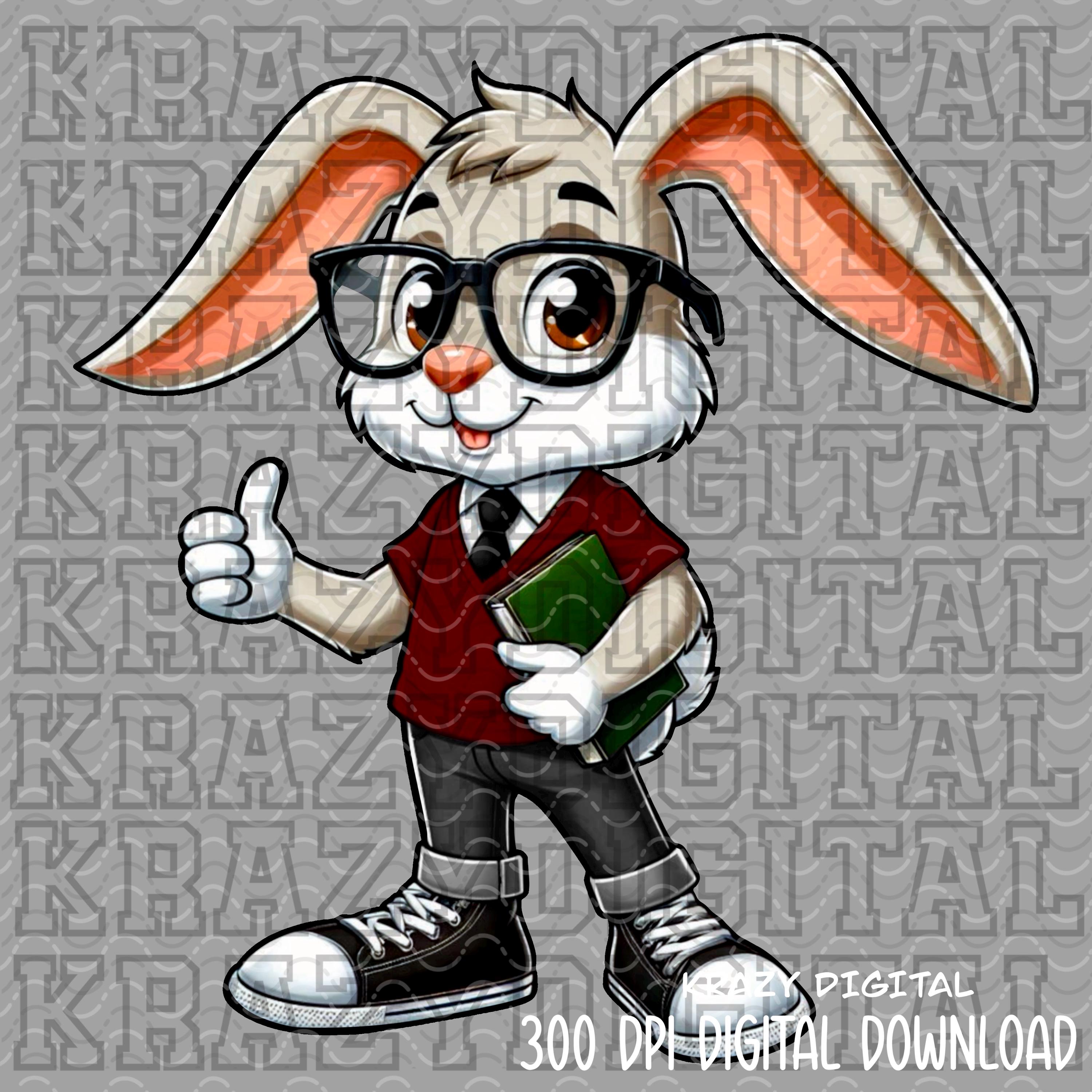 Studious Rabbit Jackrabbit Maroon Studious PNG, Bunny Fun Shirt Design, Kids Shirt File ...