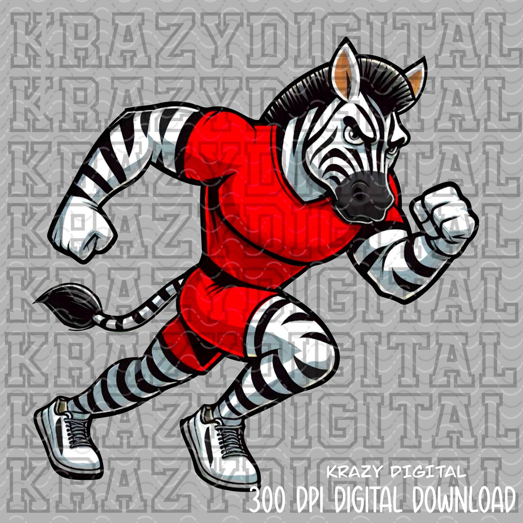 Zebra Track PNG, Red Zebra Boy Mascot PNG, Zebra Strong Design, Sports ...