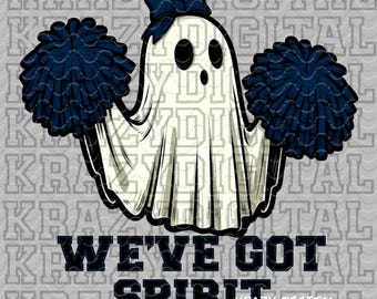 Red Navy We’ve Got Spirit PNG Cheerleader Sublimation, Girl Ghost Red Cheerleader PNG, Red Cheer Halloween, Red School Spirit, Ghost Cheer