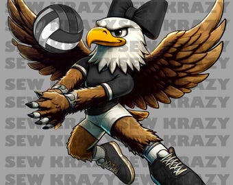 Eagles Black Volleyball Mascot PNG, Eagle Girly Mascot, Eagle Volleyball  Mascot, Eagle Mascot digital file, Eagle Black Bow PNG,