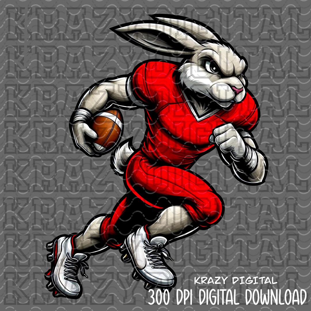 Jackrabbit Red Football PNG, Bunny Fun Sports Design, Strong Sports ...