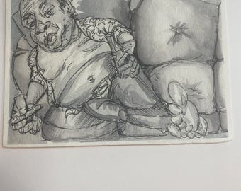 Creature Comforts Couch Alien Art Card