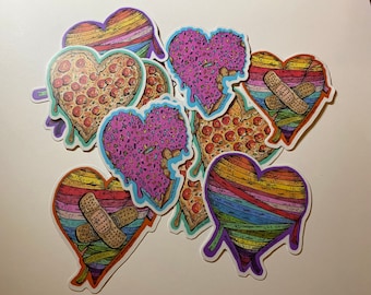 All Four Hearts sticker Pack of 4