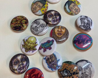 Mixed  Mini Pinback Buttons SET of 4