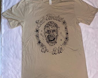 Zombie T-Shirt Eat Brains or Die Comic Book Graphic Tee Sale