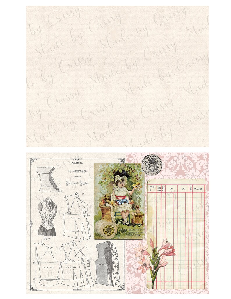 Botanical Fashion Collage Paper & Ephemera Peach Dreams Digitals 8 1/2 x 11 image 10