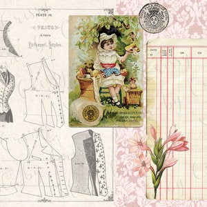 Botanical Fashion Collage Paper & Ephemera Peach Dreams Digitals 8 1/2 x 11 image 9