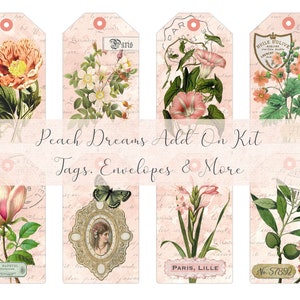 Kit aggiuntivo Peach Dreams: etichette, buste, sigilli di ceralacca e avvolgitori di filo Effimeri digitali