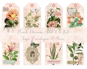 Peach Dreams Add-On Kit — Tags, Envelopes, Wax Seals & Thread Winders Digital Ephemera