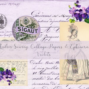 Carta collage ed effimeri per cucito alla moda da donna - Viola digitali (8 1/2" x 11")