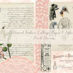 Botanical Fashion Collage Paper & Ephemera Peach Dreams Digitals 8 1/2 x 11 image 1