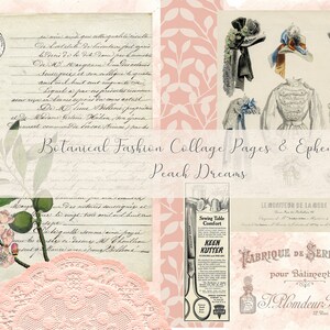 Carta per collage di moda botanica ed effimeri - Peach Dreams Digitals (8 1/2" x 11")