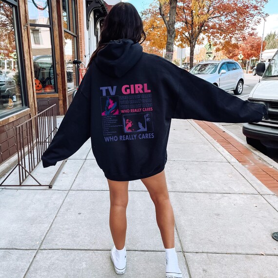 Tv Girl Hoodie - Who Really Cares Album Back Hoodie - Tv Girl Merch - Graphic Hoodie - Unisex Christmas Gift for Music Lovers