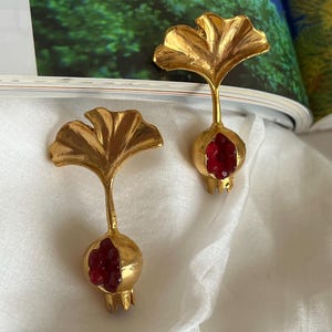 Pomegranate Design Earrings, Pomegranate Jewelry, Handmade Design Jewelry, Turkish Jewelry