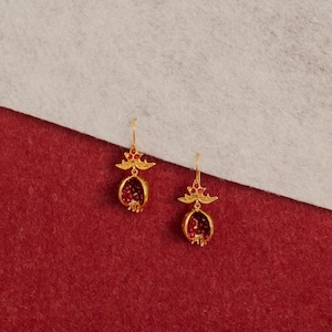Pomegranate Earrings, Pomegranate Design Earrings, Handmade Jewelry, Turkish Design Jewelry