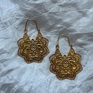 Handgemaakte 18k vergulde Ottomaanse oorbellen, Turks design