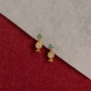 Pomegranate Earrings, Pearl Earrings, Turqoise Earrings, Handmade Earrings, Turkish Jewelry