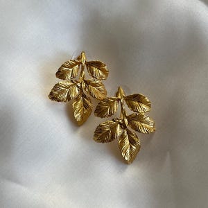 Leaf Earrings, Gold Plated Earrings, Turkish Jewelry, Handmade Design Earrings