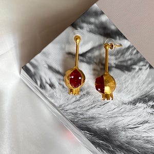 Pomegranate Design Earrings, Pomegranate Jewelry, Handmade Design Jewelry, Turkish Jewelry