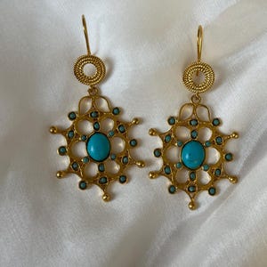 Turquoise Pomegranate Earrings, Pomegranate Jewelry, Pomegranate Earrings, Handmade Design Jewelry, Turkish Handmade Jewelry, Ottoman Design