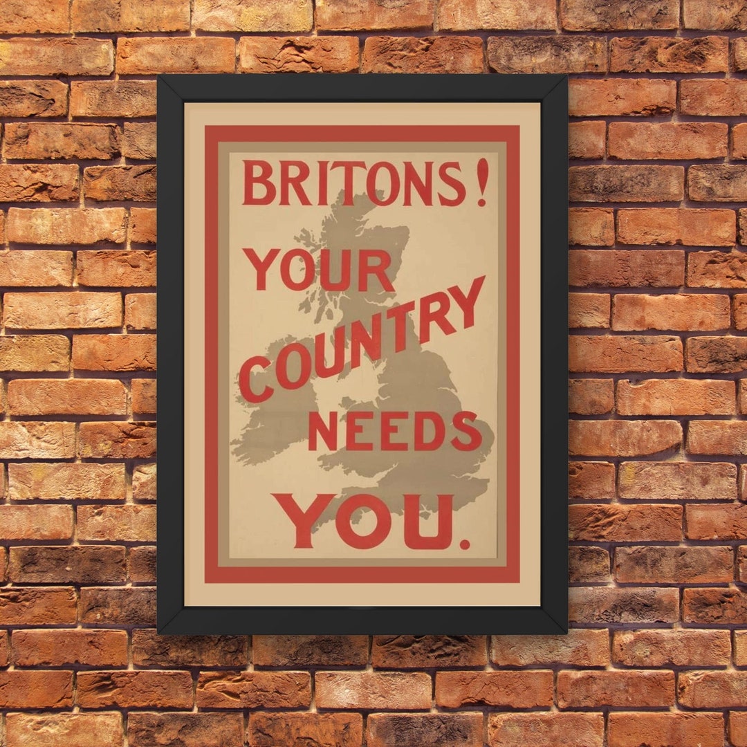 Vintage WWI World War One British Propaganda Poster, Patriotic Wall Art ...