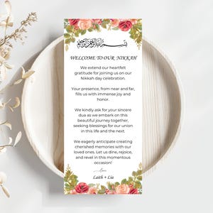 Muslim Nikkah Thank You Place Card, Thank You Napkin Note, Editable Place Setting Thank You, Canvas Thank You Card Wedding Plate Template