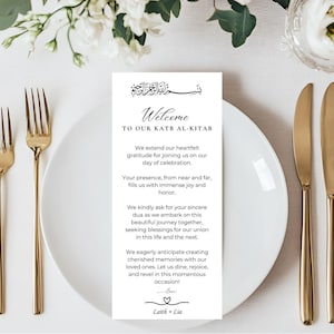 Muslim Nikkah Katb Kitab Thank You Place Card, Thank You Note, Editable Place Setting Thank You, Canva Thank You Card Wedding Plate Template