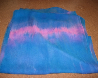 90" Silk Chiffon hand-dyed Turquoise and Pink ready to nuno felt