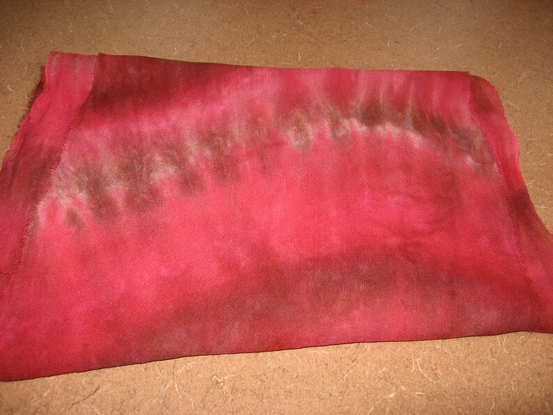 90 Silk Chiffon Scarf hand dyed Red and Brown and ready to nuno felt image 2