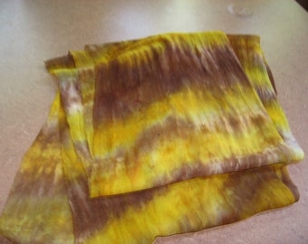 90" Silk Chiffon hand-dyed Yellow & Brown scarf ready to nuno felt