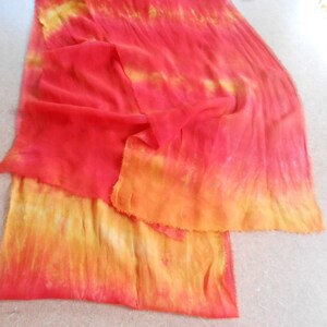 90 Silk Chiffon hand-dyed Tequila Sunrise Scarf ready for Nuno Felting image 2