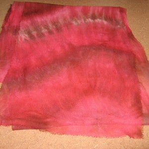 90 Silk Chiffon Scarf hand dyed Red and Brown and ready to nuno felt image 1