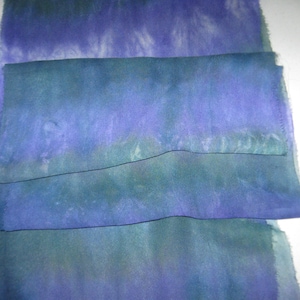 90&quot; Silk Chiffon hand-dyed Purple and Green scarf for Nuno Felting