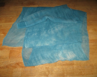 90" Silk Chiffon hand-dyed Teal Scarf ready to Nuno Felt