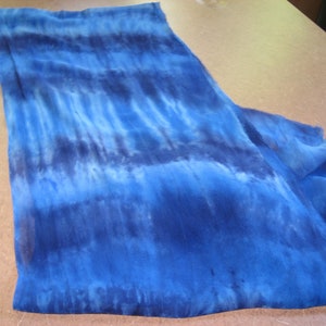 90 Silk Chiffon hand-dyed Shades of Blue scarf ready for nuno felting image 1