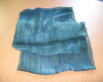 90" Silk Chiffon hand-dyed Spruce Green scarf ready to nuno felt