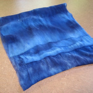 90 Silk Chiffon hand-dyed Shades of Blue scarf ready for nuno felting image 2