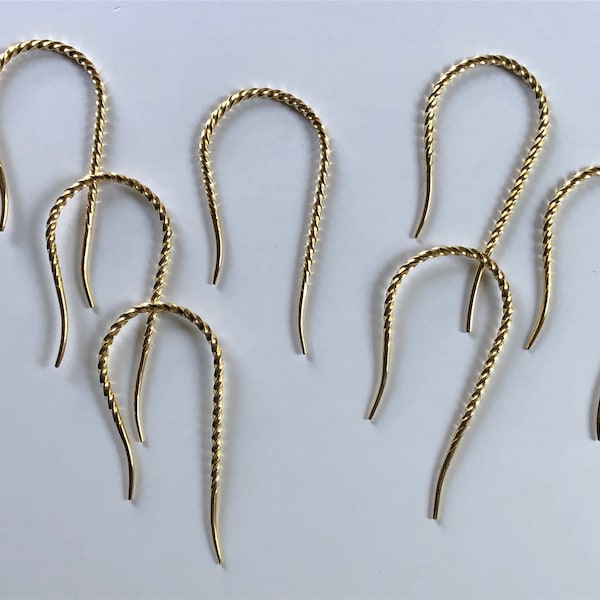 Size # 2 Fish Hook Fine Point Twisted Cable Needle (patent pending) Brass Bronze