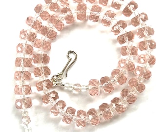 Vintage Peach Glass Beaded Necklace with Handmade Silver Clasp #8