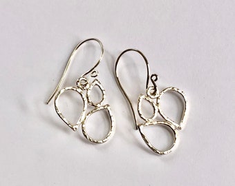 Hammered Silver Petal Drop Earrings #13