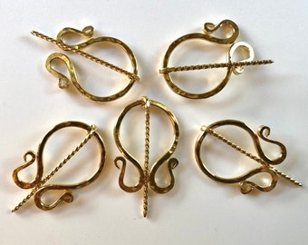 Medium Brass #5 Penannular Brooch/ Shawl Pin