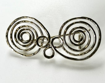 Nickel Silver Celtic Spiral Double Figure 8 Shawl Pin Brooch