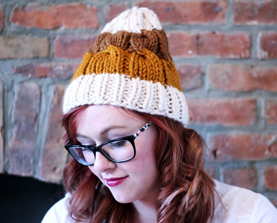 cream cable knit bobble hat
