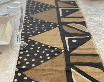 Bogolan table runner, model number 3 - African handcrafted elegance in your home