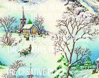 印刷可能なヴィンテージの雪のクリスマスラッピングペーパー（デジタルダウンロード）