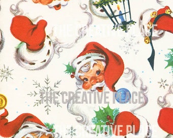 Printable Vintage Dennison Santa Wrapping Paper Digital Download