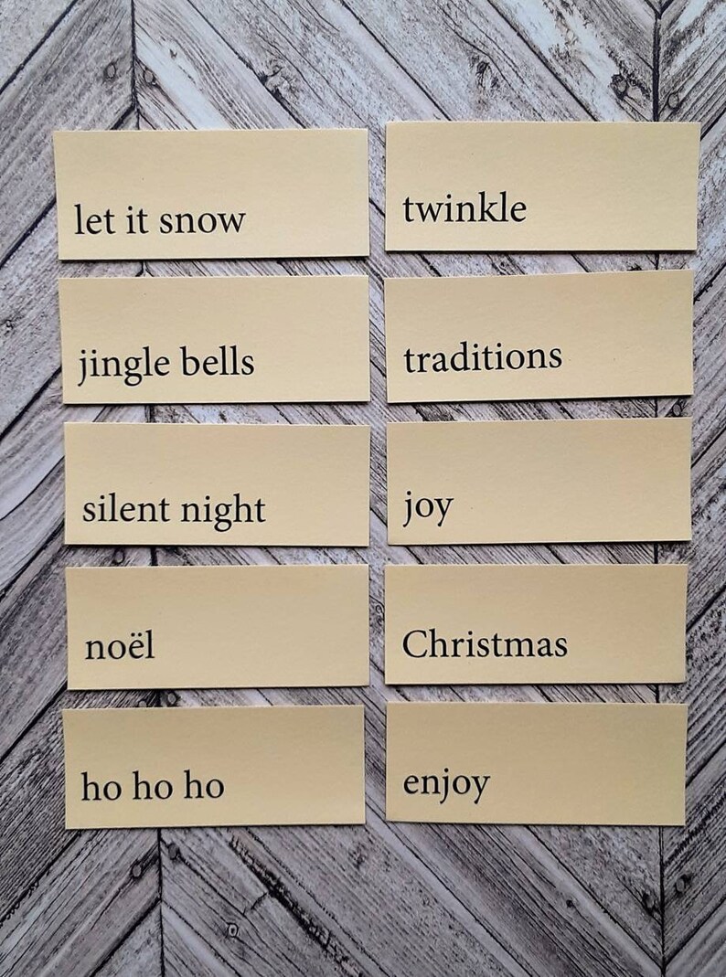 Mini Flashcards Christmas Carols Edition Set of 10 Etsy